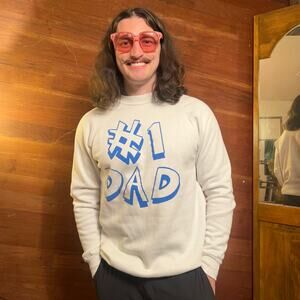 VINTAGE 80s #1 Dad Sweatshirt Size XL Pullover Fathers Day Graphic Sweater